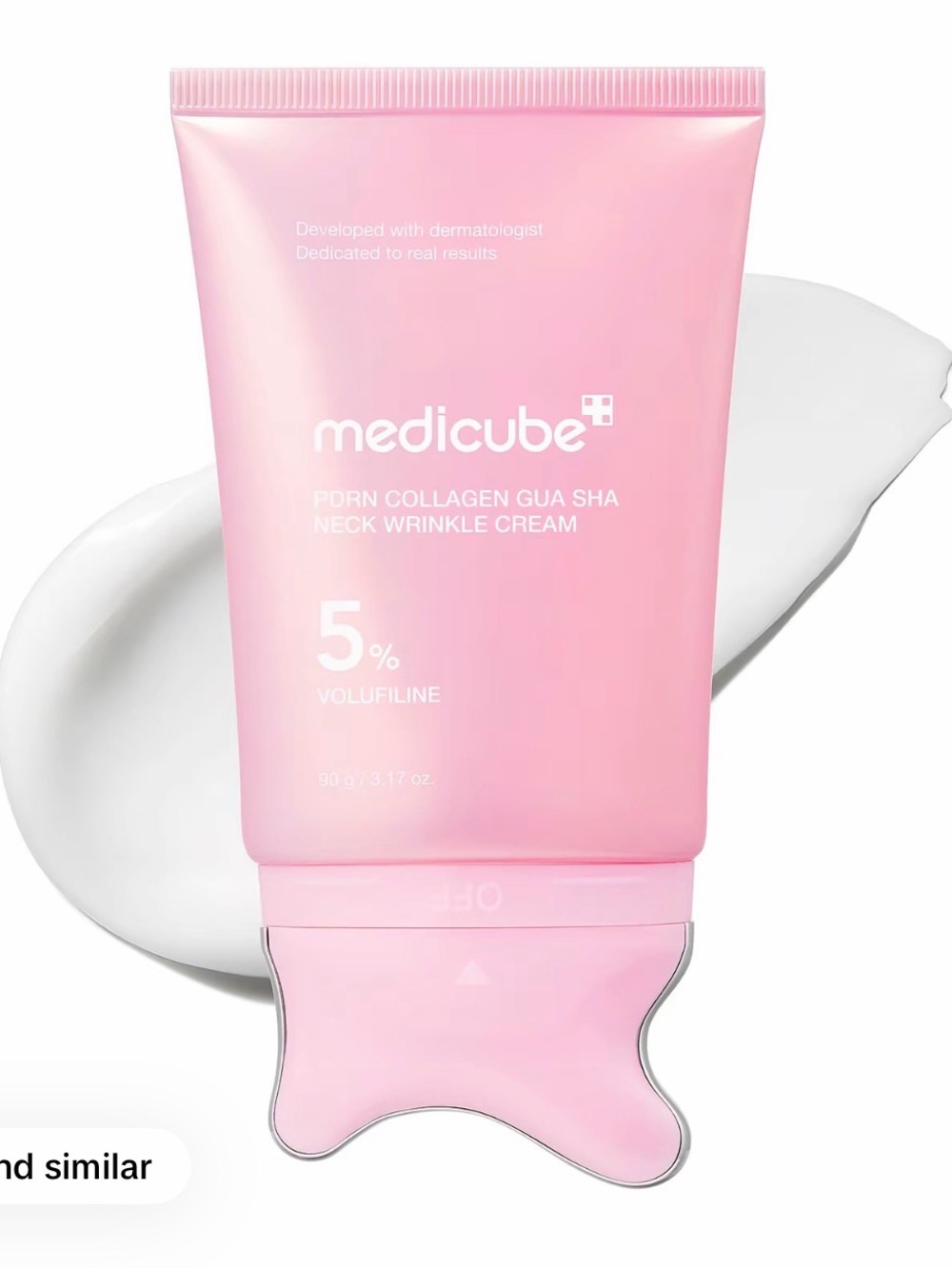 Medicube Pink Collagen Gua Sha Neck Wrinkle Cream - 5% Volufilline